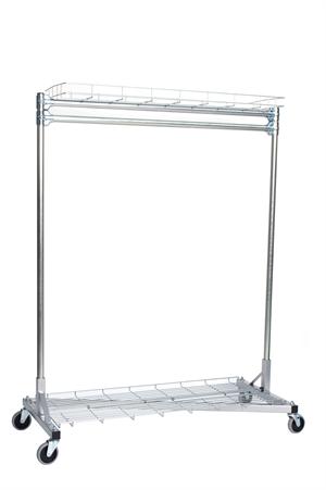 HOKEEPER Heavy Duty Commercial Z Base Clothes Garment Rack With Adjustable Add-On Bar