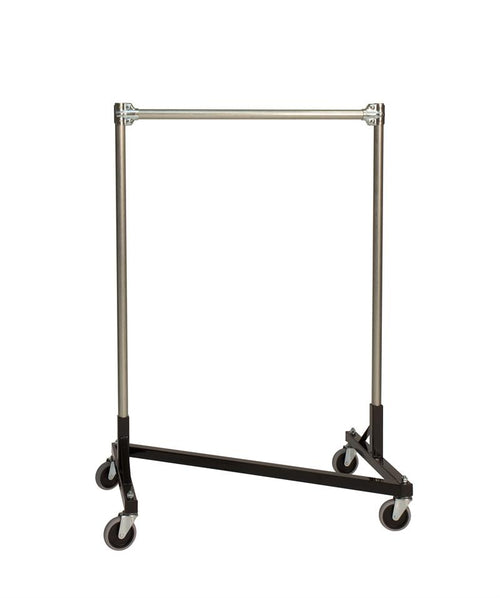 Quality Fabricators¨ Heavy Duty Garment Z-Rack : Single Rail - 3' Base x 4' Uprights