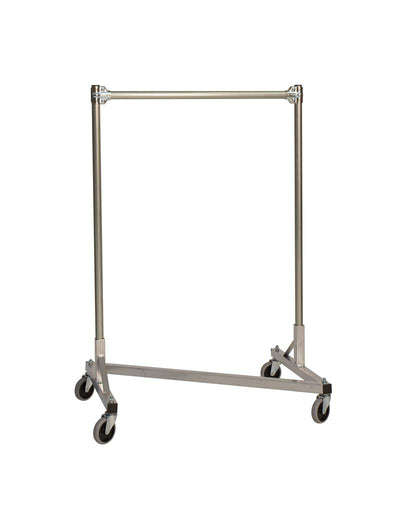 Quality Fabricators¨ Heavy Duty Garment Z-Rack : Single Rail - 3' Base x 4' Uprights