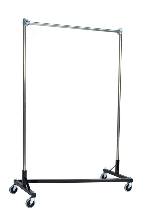 Quality Fabricators¨ Heavy Duty Garment Z-Rack : Single Rail - 3' Base x 5' Upri
