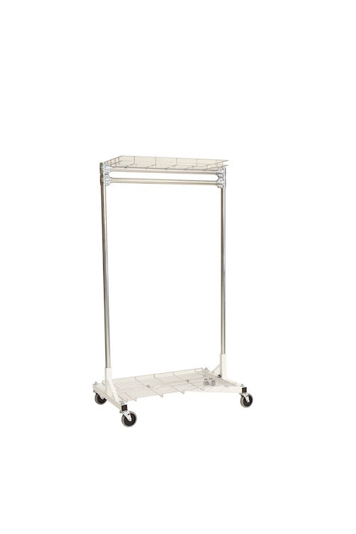 Quality Fabricators¨ Heavy Duty Garment Z-Rack : Top & Bottom Shelf- 3' Base x 5' Uprights