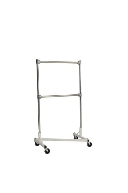 Quality Fabricators¨ Heavy Duty Garment Z-Rack : Double Rail - 3' Base x 5' Uprights