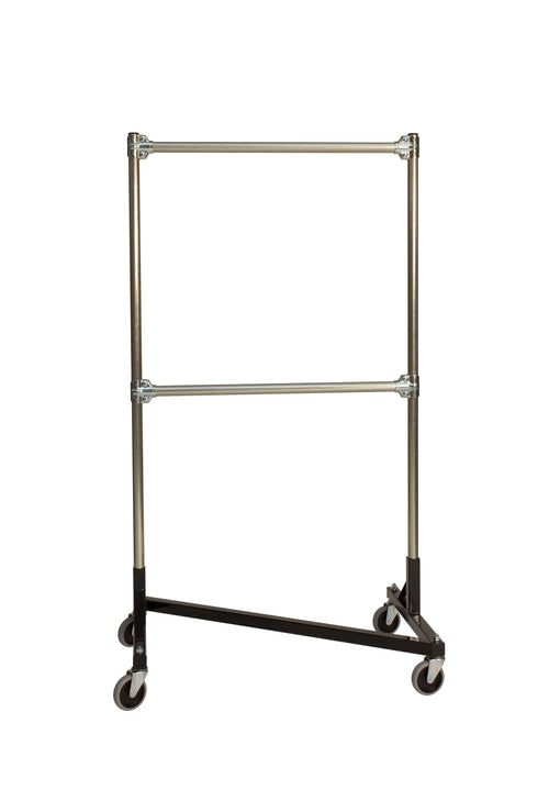 Quality Fabricators¨ Heavy Duty Garment Z-Rack : Double Rail - 3' Base x 5' Uprights