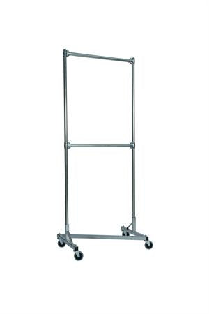 Quality Fabricators¨ Heavy Duty Garment Z-Rack : Double Rail - 3' Base x 7' Uprights