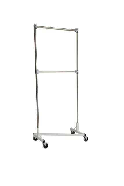 Quality Fabricators¨ Heavy Duty Garment Z-Rack : Double Rail - 3' Base x 7' Uprights