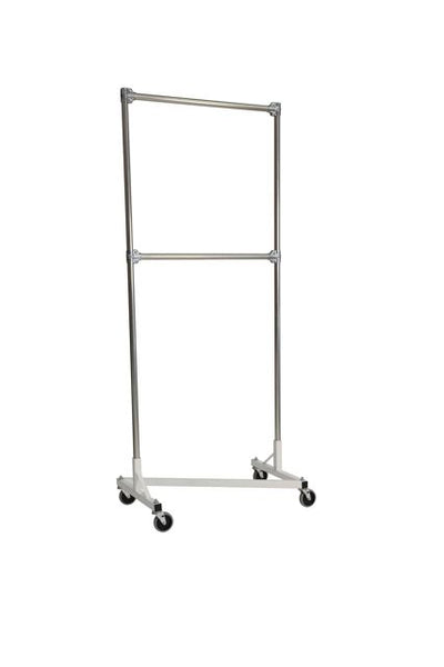 Quality Fabricators¨ Heavy Duty Garment Z-Rack : Double Rail - 3' Base x 7' Uprights