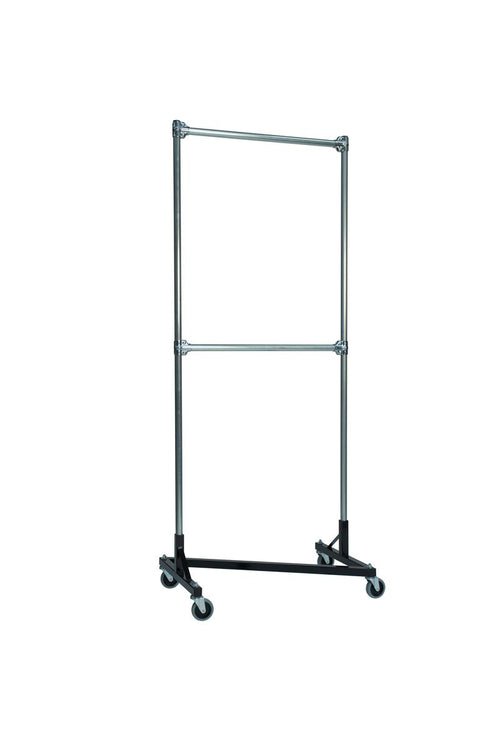 Quality Fabricators¨ Heavy Duty Garment Z-Rack : Double Rail - 3' Base x 7' Uprights