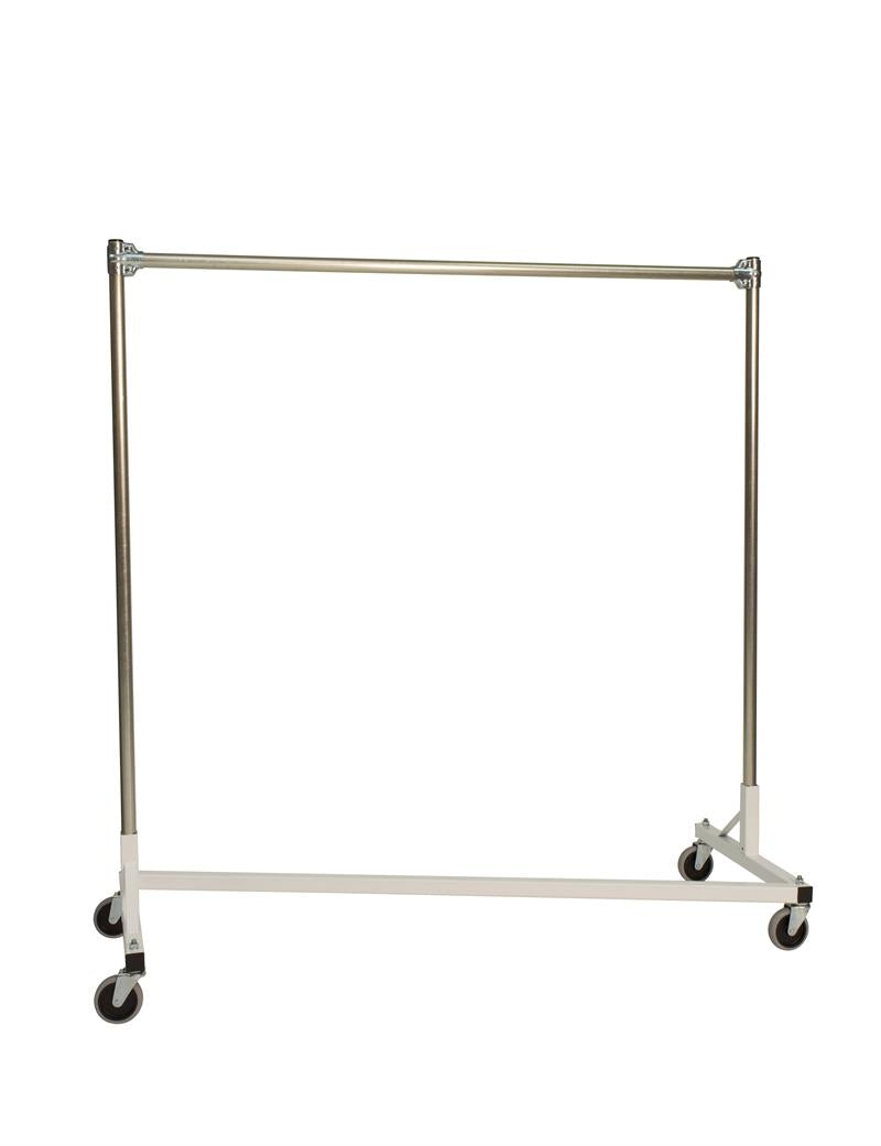Quality Fabricators¨ Heavy Duty Garment Z-Rack : Single Rail - 4' Base x 4' Uprights