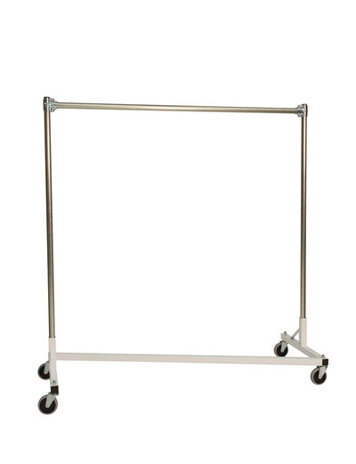 Quality Fabricators¨ Heavy Duty Garment Z-Rack : Single Rail - 4' Base x 4' Uprights