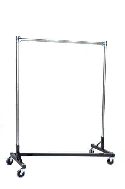 Quality Fabricators¨ Heavy Duty Garment Z-Rack : Single Rail - 4' Base x 5' Uprights