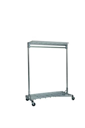 Quality Fabricators¨ Heavy Duty Garment Z-Rack : Top & Bottom Shelf- 4' Base x 5' Uprights