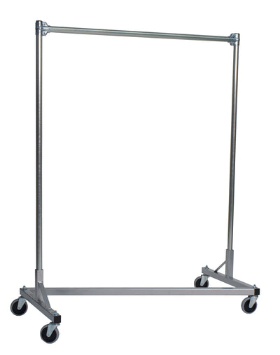 Quality Fabricators¨ Heavy Duty Garment Z-Rack : Single Rail - 4' Base x 5' Uprights