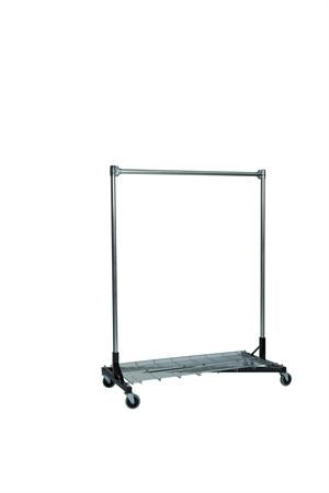 Quality Fabricators¨ Heavy Duty Garment Z-Rack : Bottom Shelf- 4' Base x 5' Uprights