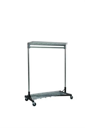 Quality Fabricators¨ Heavy Duty Garment Z-Rack : Top & Bottom Shelf- 4' Base x 5' Uprights