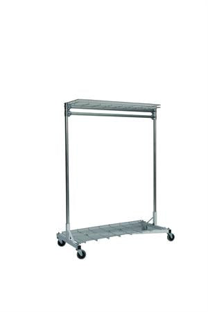Quality Fabricators¨ Heavy Duty Garment Z-Rack : Top & Bottom Shelf- 4' Base x 5' Uprights