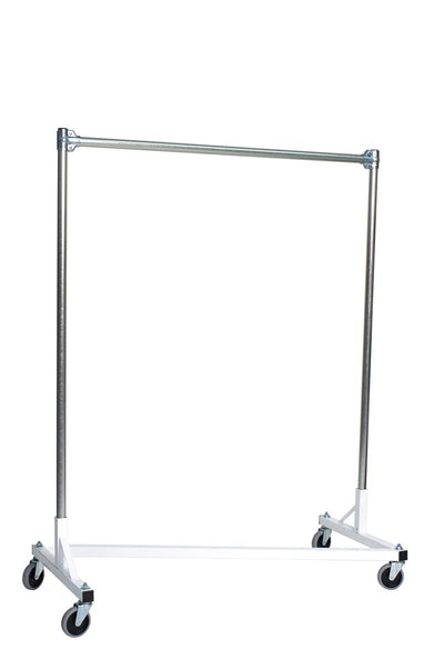 Quality Fabricators¨ Heavy Duty Garment Z-Rack : Single Rail - 4' Base x 5' Uprights