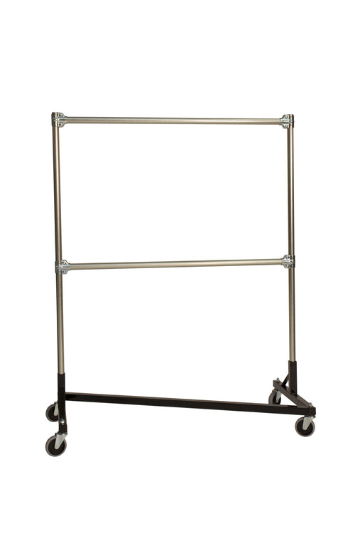 Quality Fabricators® Heavy Duty Garment Z-Rack : Double Rail - 4' Base x 5' Uprights