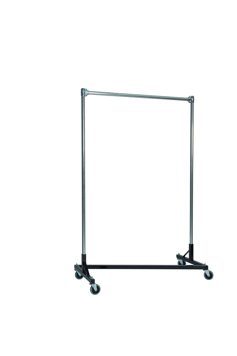 Quality Fabricators¨ Heavy Duty Garment Z-Rack : Single Rail - 4' Base x 6' Uprights