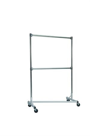 Quality Fabricators¨ Heavy Duty Garment Z-Rack : Double Rail - 4' Base x 6' Uprights