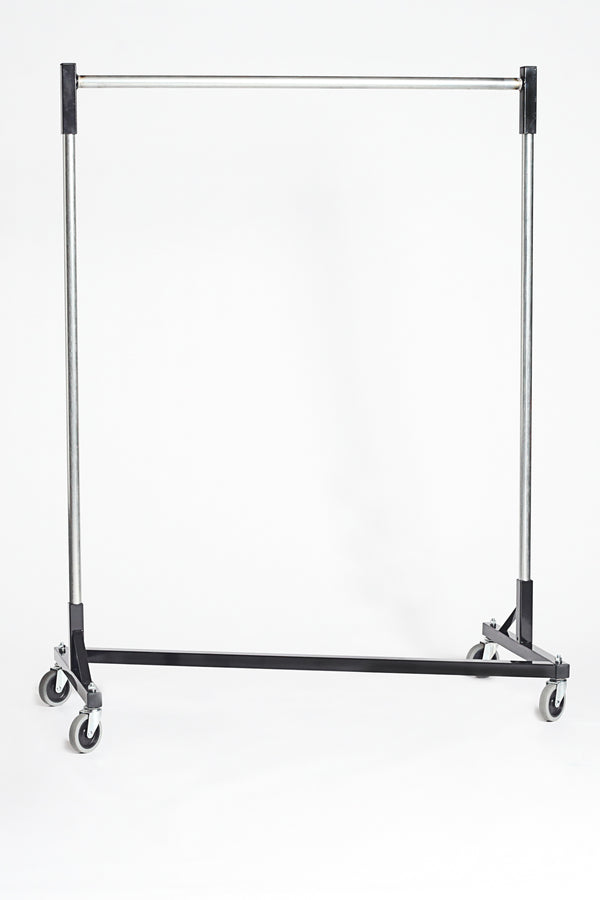 Quality Fabricators¨ Heavy Duty Garment Z-Rack : Single Quick Rail - 4' Base x 6
