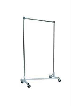 Quality Fabricators¨ Heavy Duty Garment Z-Rack : Single Rail - 4' Base x 7' Upri