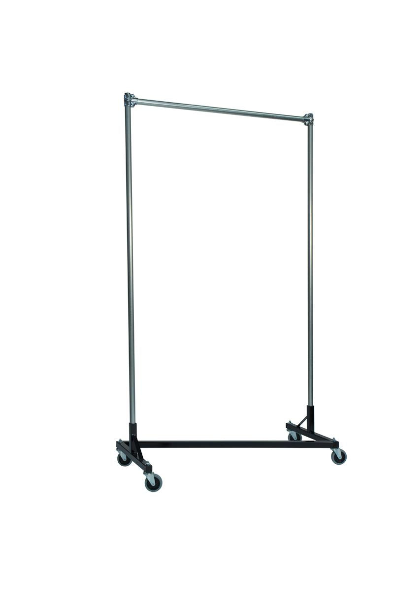 Quality Fabricators¨ Heavy Duty Garment Z-Rack : Single Rail - 4' Base x 7' Uprights