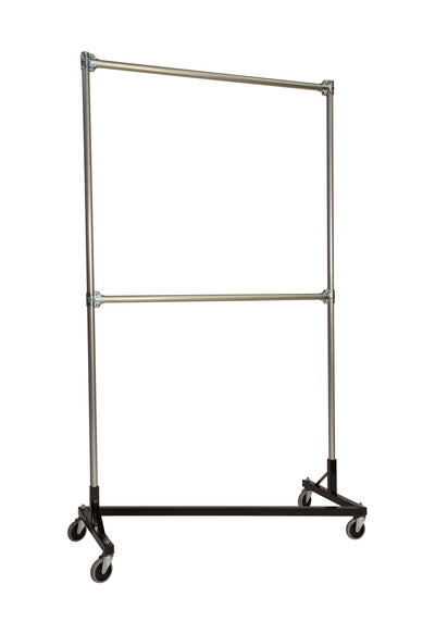 Quality Fabricators¨ Heavy Duty Garment Z-Rack : Double Rail - 4' Base x 7' Uprights