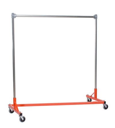 Quality Fabricators Heavy Duty Garment Z-Rack : Single Rail - 5' Base x 5' Uprights