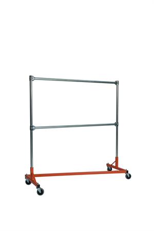 Quality Fabricators¨ Heavy Duty Garment Z-Rack : Double Rail - 5' Base x 5' Upri