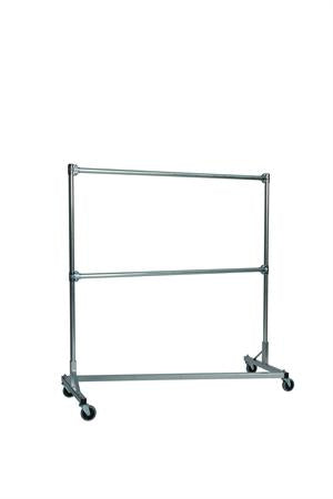 Quality Fabricators¨ Heavy Duty Garment Z-Rack : Double Rail - 5' Base x 5' Uprights