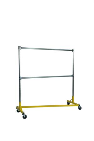 Quality Fabricators¨ Heavy Duty Garment Z-Rack : Double Rail - 5' Base x 5' Uprights