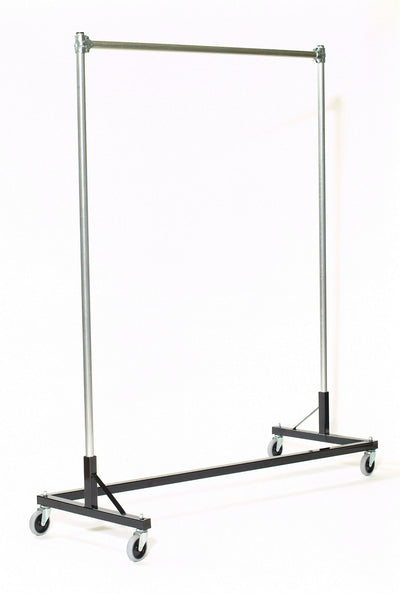 Quality Fabricators¨ Heavy Duty Garment Z-Rack : Single Rail - 5' Base x 6' Uprights