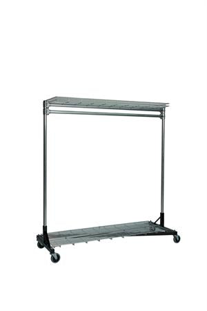 Quality Fabricators¨ Heavy Duty Garment Z-Rack : Top & Bottom Shelf- 5' Base x 6' Uprights