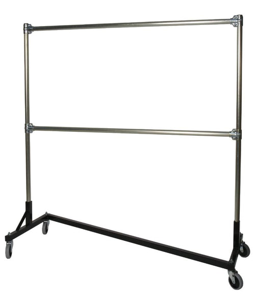 Quality Fabricators¨ Heavy Duty Garment Z-Rack : Double Rail - 5' Base x 6' Uprights