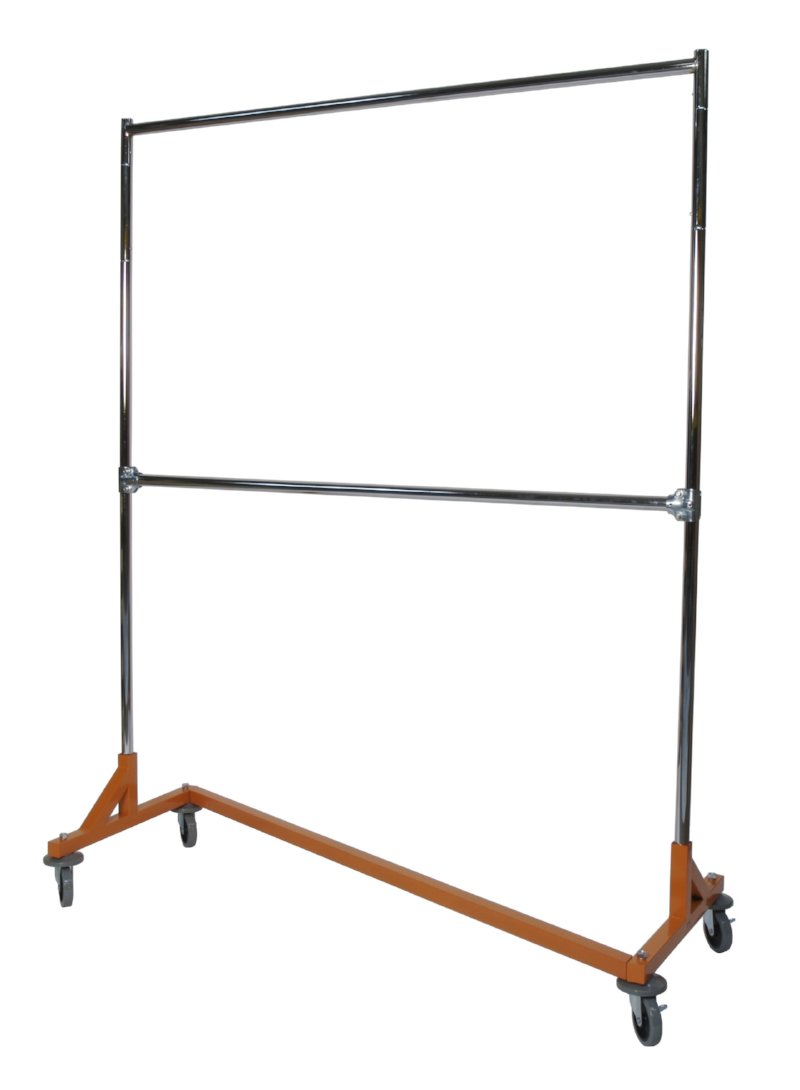 Quality Fabricators¨ Heavy Duty Garment Z-Rack : Double Rail - 5' Base x 6' Uprights
