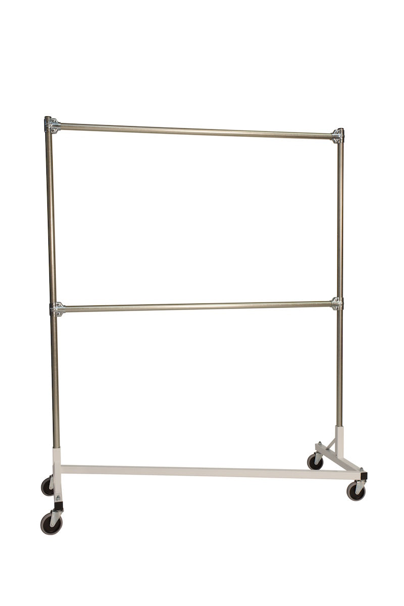 Quality Fabricators¨ Heavy Duty Garment Z-Rack : Double Rail - 5' Base x 6' Uprights