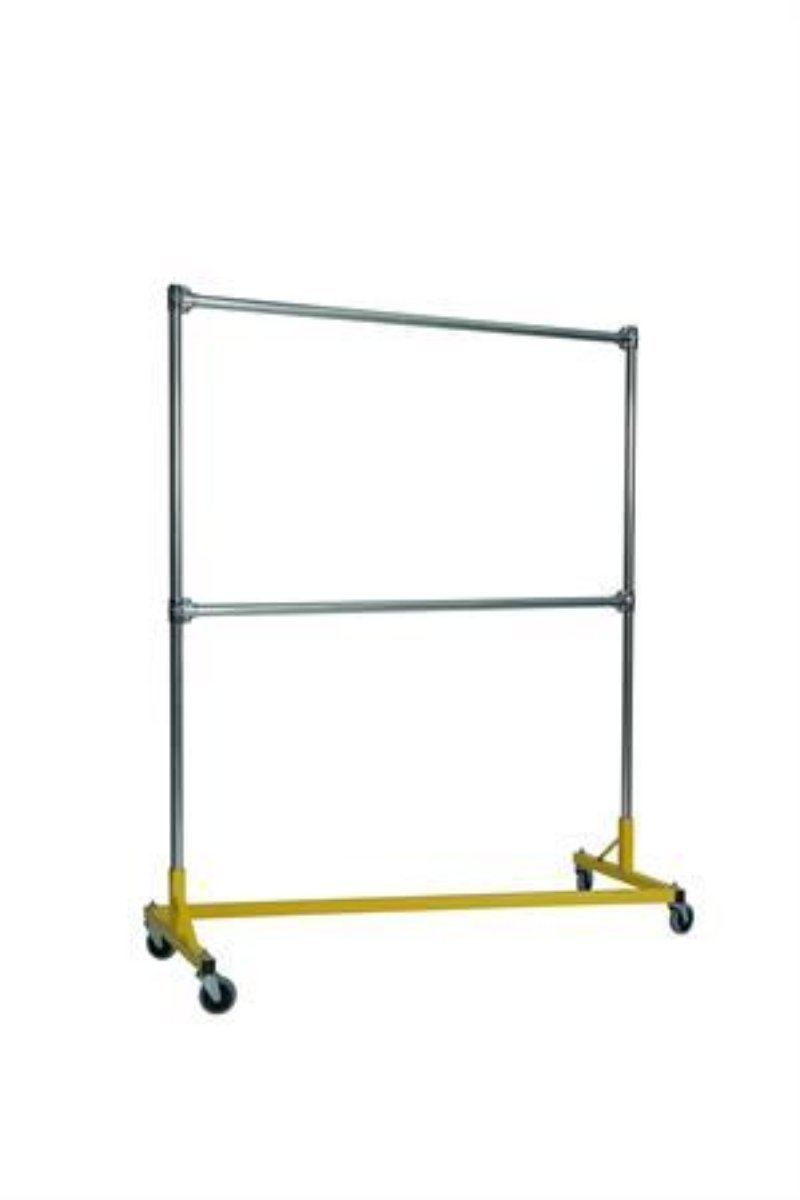 Quality Fabricators¨ Heavy Duty Garment Z-Rack : Double Rail - 5' Base x 6' Uprights
