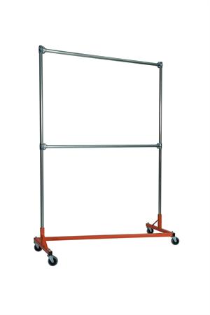 Quality Fabricators¨ Heavy Duty Garment Z-Rack : Double Rail - 5' Base x 7' Upri