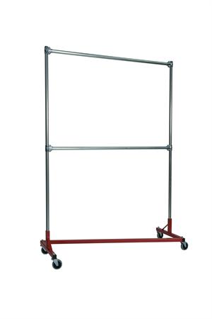 Quality Fabricators¨ Heavy Duty Garment Z-Rack : Double Rail - 5' Base x 7' Uprights