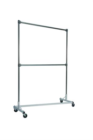 Quality Fabricators¨ Heavy Duty Garment Z-Rack : Double Rail - 5' Base x 7' Uprights