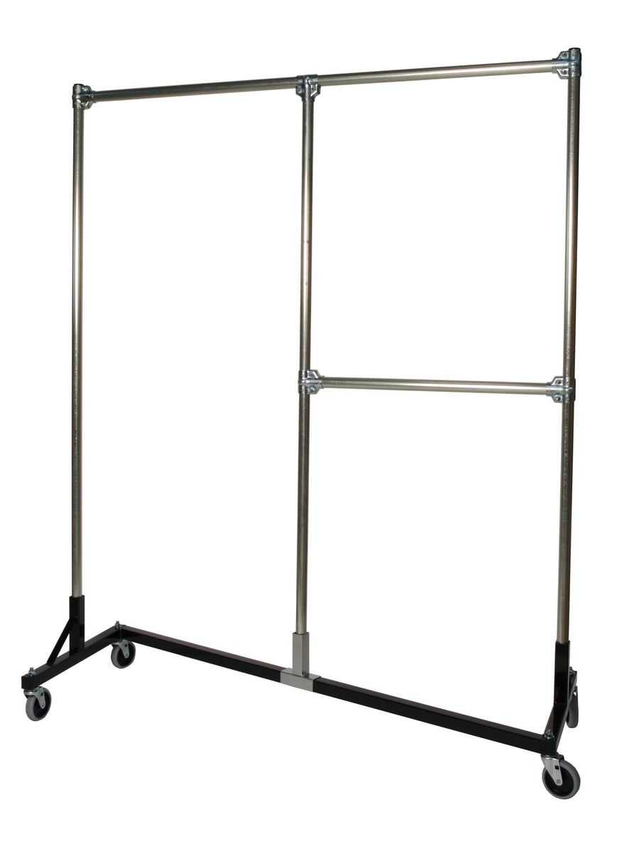 Quality Fabricators™ Heavy Duty Garment Z-Rack : Quality Fabricators™ Split Rail - 5' Base x 7' Uprights