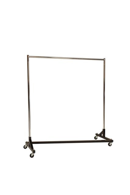 Regular Duty Garment Z-Rack : Single Rail - 5' Base x 63" Uprights Black