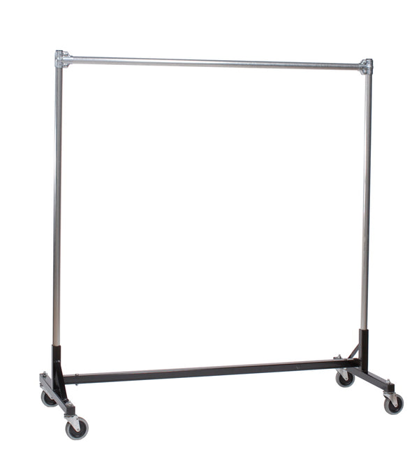 Quality Fabricators¨ Heavy Duty Garment H-Rack : Single Rail - 5' Base x 5' Upri