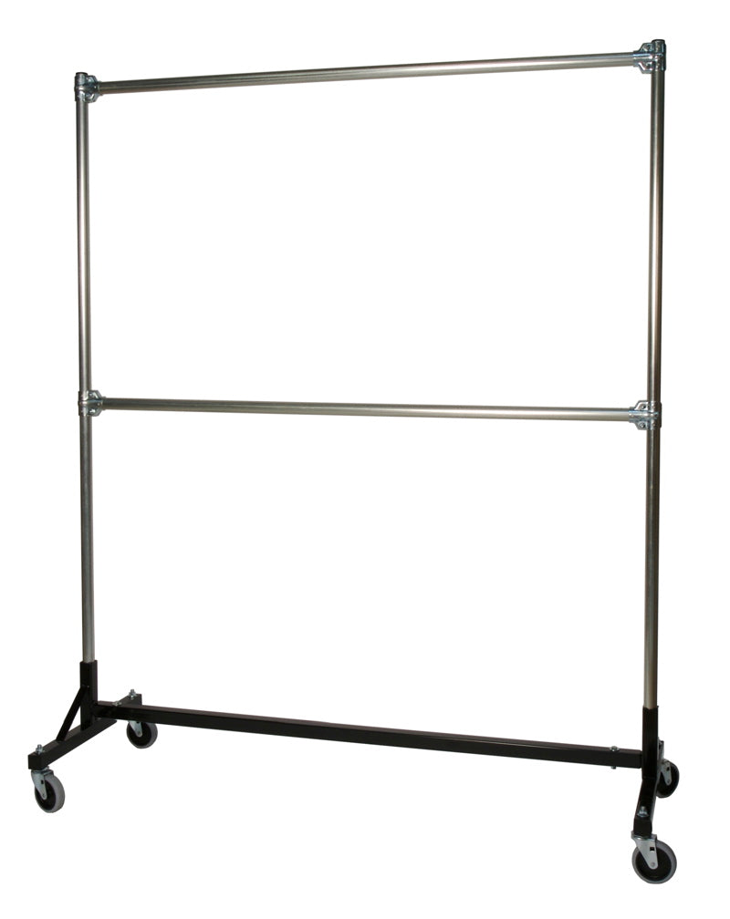 Quality Fabricators¨ Heavy Duty Garment H-Rack : Double Rail - 5' Base x 6' Uprights
