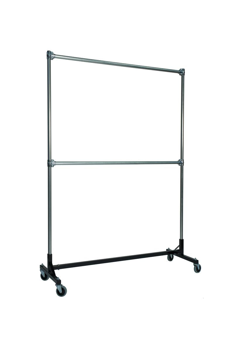 Quality Fabricators¨ Heavy Duty Garment H-Rack : Double Rail - 5' Base x 7' Uprights